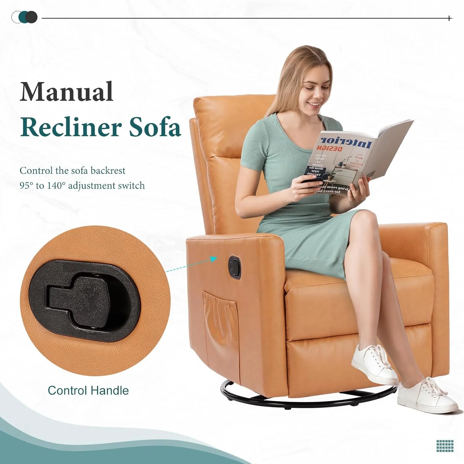 Sweetcrispy Massage Recliner Chair for Adults, Adjustable Home Theater Seating with Lumbar Support for Living Room, Modern Fabric Reclining, Light Grey