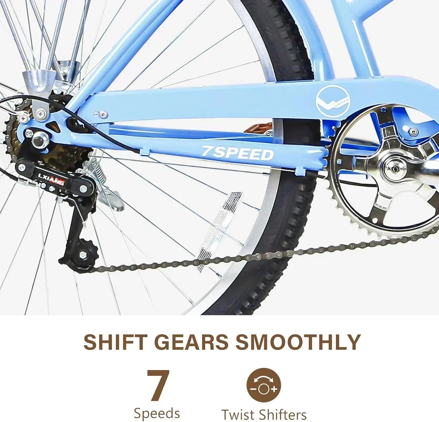 WEIZE Beach Cruiser Bike 26 inch Commuter Bicycle for Adult Men and Women 7-Speed/High-Carbon