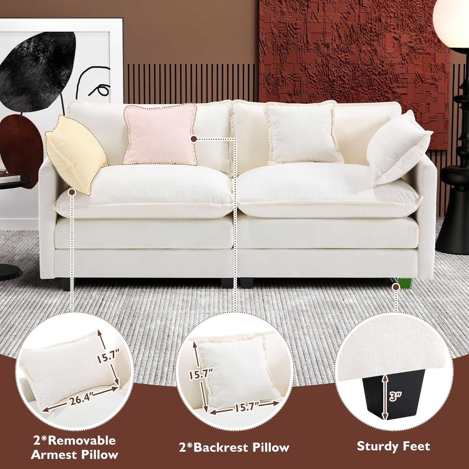 ihanherry 146-inch U-shaped modern sofa modular area cloud sofa