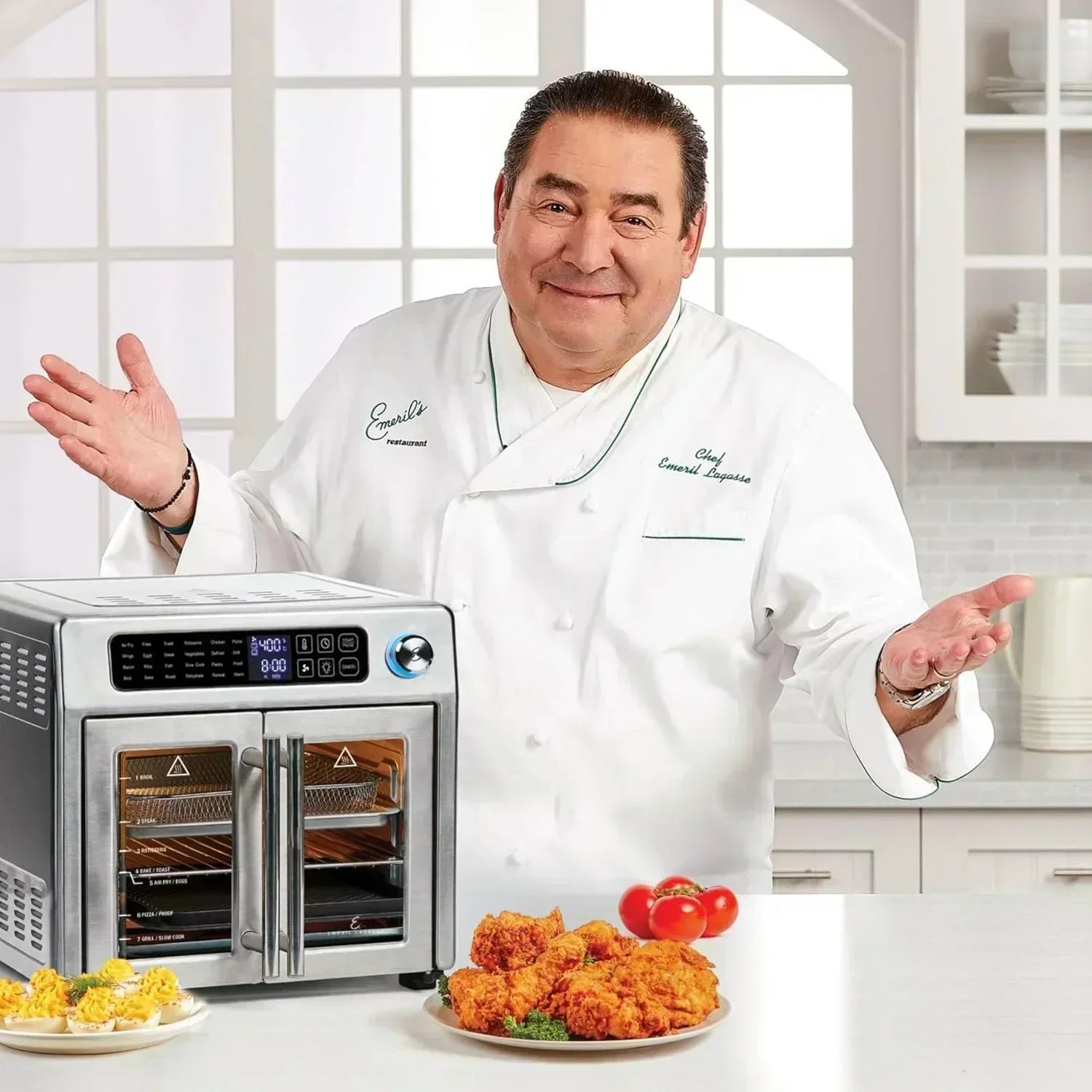 Extra Large French Door Air Fryer Toaster Oven Combo 24 Cooking Functions and Digital Controls