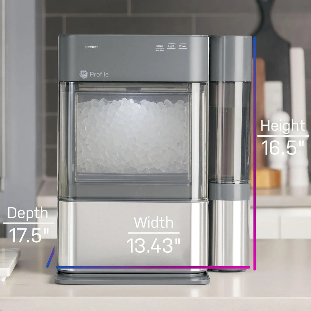 GE Profile Opal 2.0 with 0.75 Gallon Tank, Chewable Crunchable Countertop Nugget Ice Maker, Scoop included, 38 lbs in 24 hours, Pellet Ice Machine with WiFi & Smart Connected, Black Stainless Steel