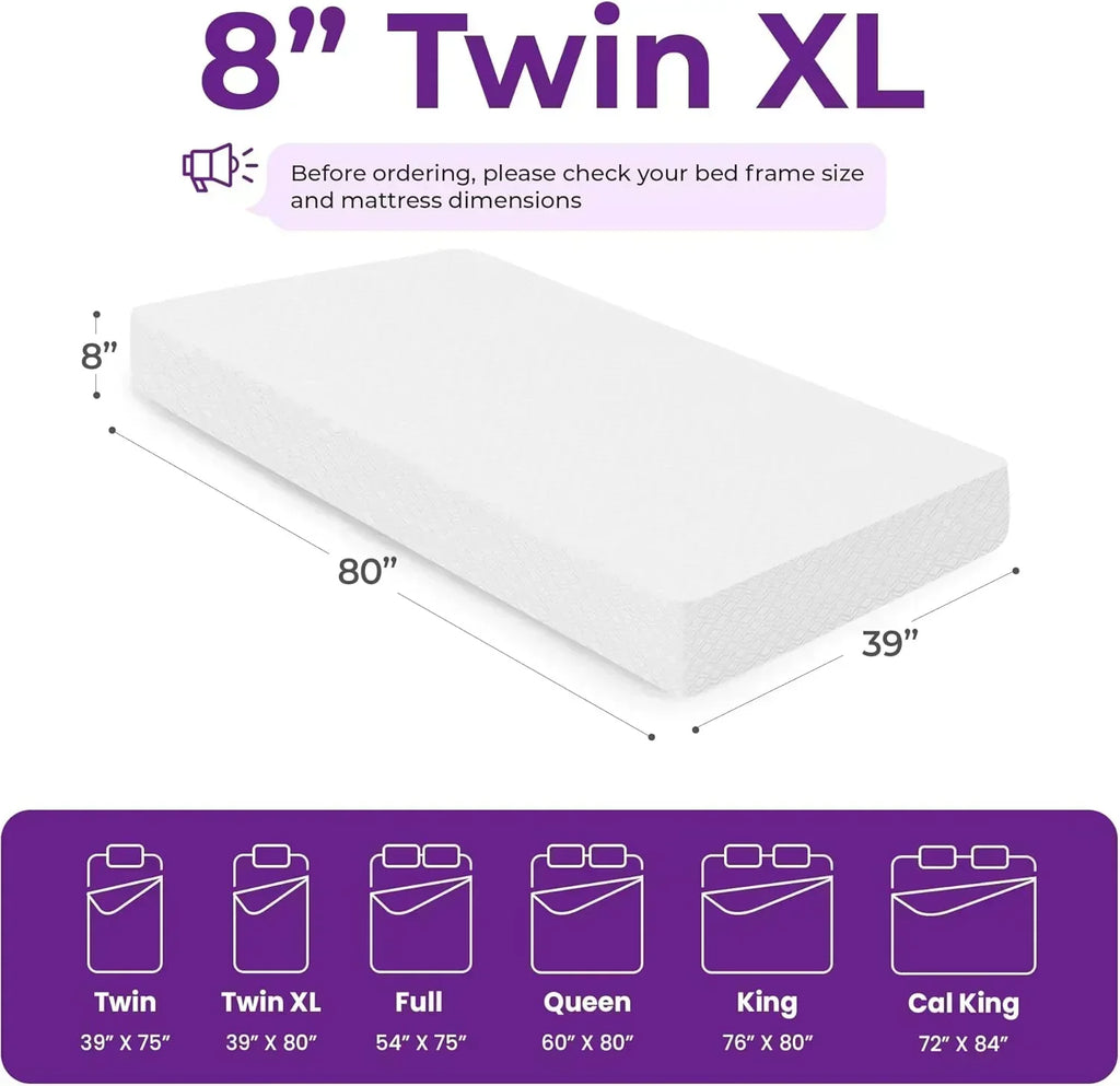 GAESTE 8-inch Fully Cooling Gel Memory Foam Mattress Mattress-in-a-Box