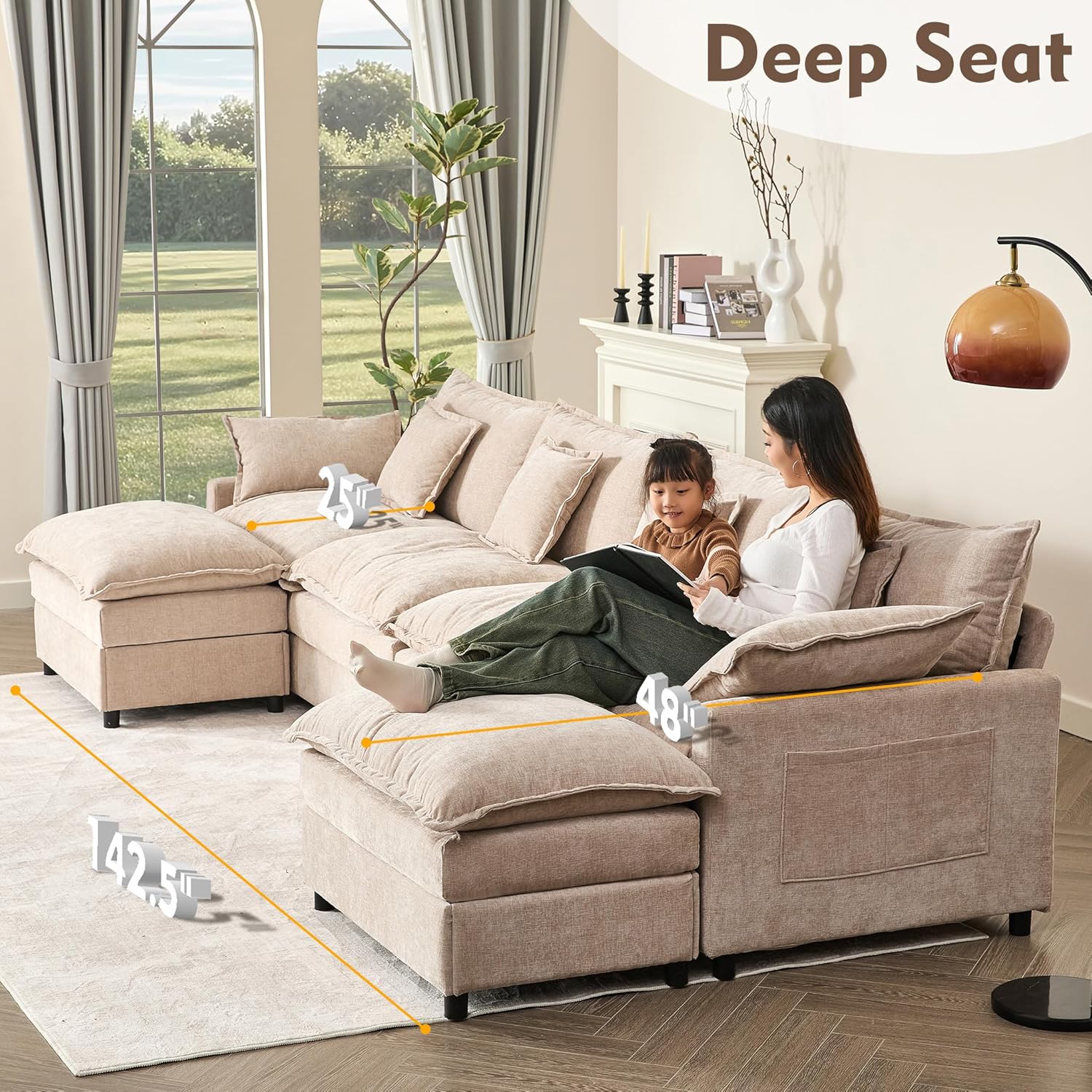 108 U-shaped sofa modular sofa three-seater comfortable cloud sofa