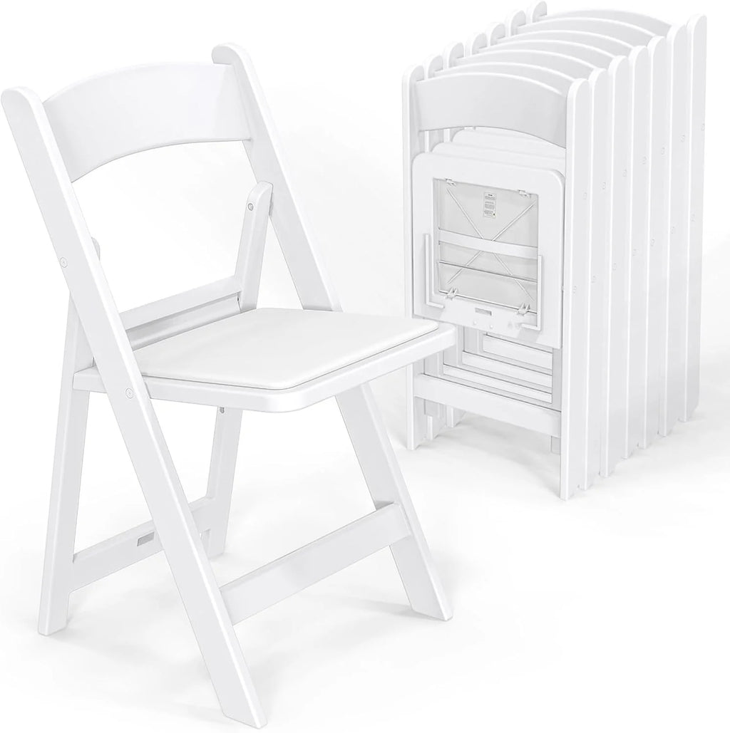 VINGLI Resin Folding Chair with Cushion Foldable Plastic Chair with Comfortable Cushioned Seat