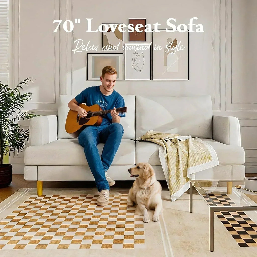 Loveseat Sofa Couch for Living Room with USB Type C Ports Dark Gray Upholstered Small Couches